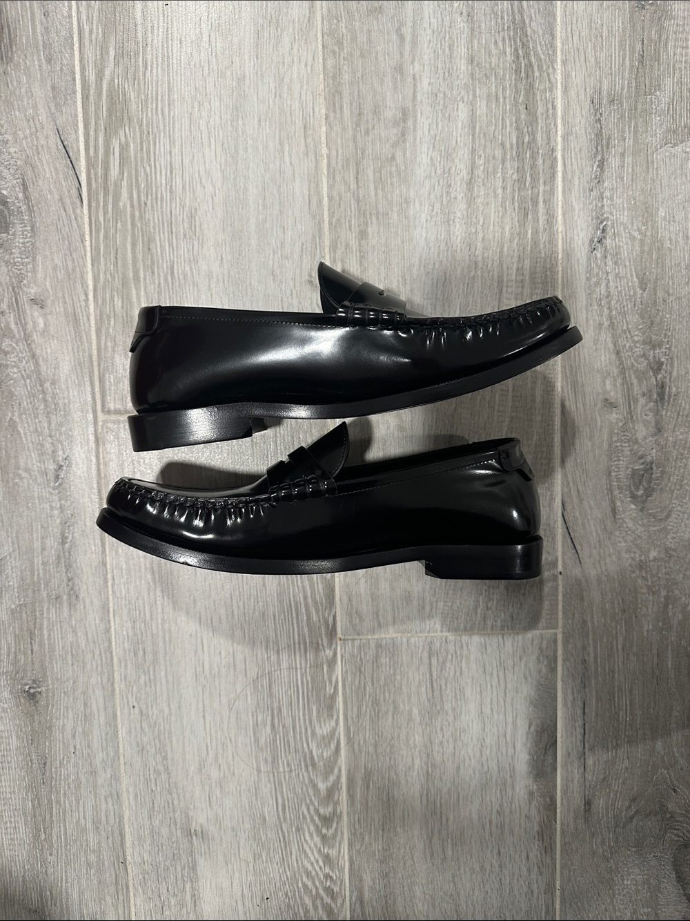 Saint Laurent Black Patent Leather Penny Loafers - Picture 2 of 5
